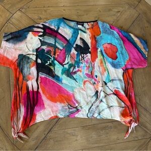 Dilemma New York Painted Art To Wear Artsy Watercolor Relaxed Top Womens OSFA